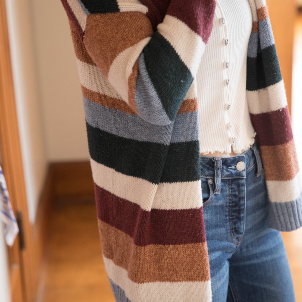 American Eagle multi colored striped cardigan